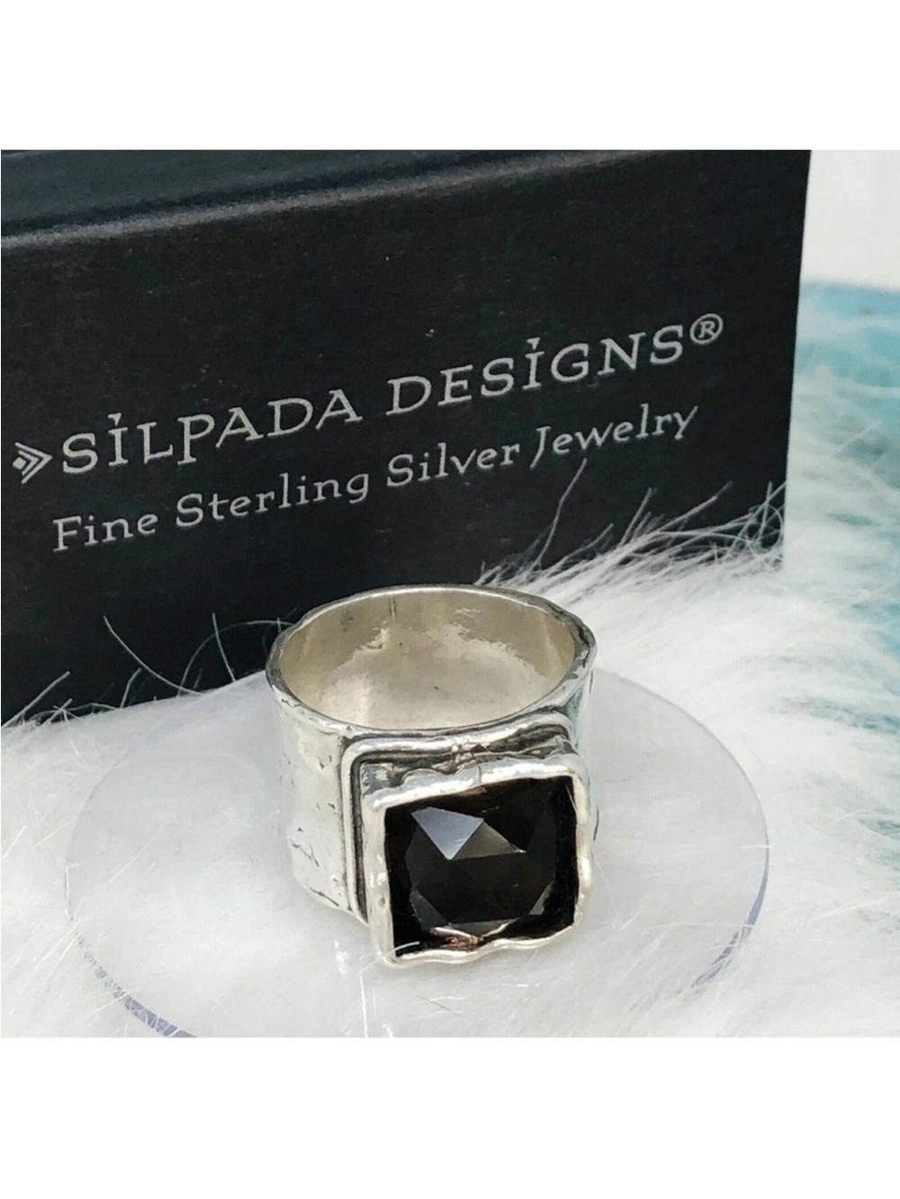Silpada Dusk til Dawn Wide Ring with Smokey Quartz Stone size 8.5